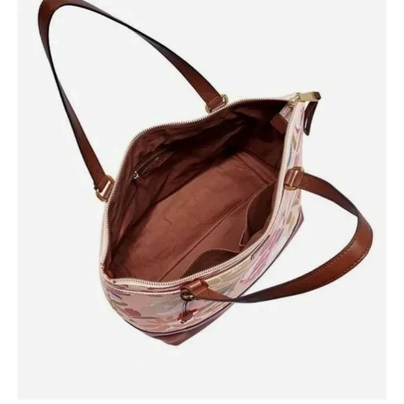 Fossil Women's Mother's Day Large Shopper Tote Pink Floral - Picture 2 of 11